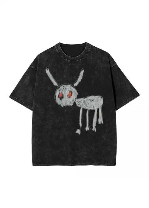 Kod Trend Drake - For All the Dogs Baskılı Yıkamalı Vintage Unisex Oversize T-Shirt