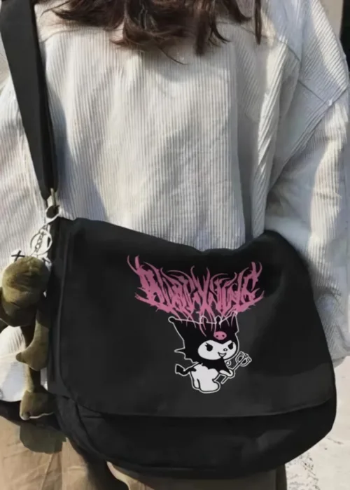 Kuromi Vintage Siyah Postacı Çanta
