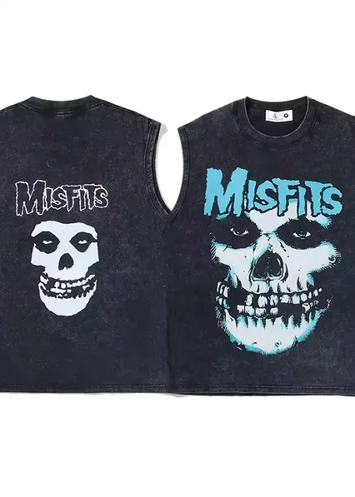 MısFıts Baskılı Vintage Unisex Oversize Yıkamalı Atlet