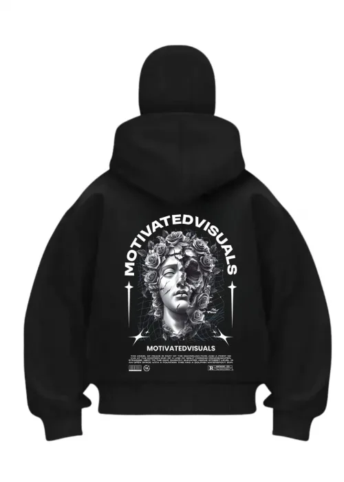 Motivadet Baskılı Siyah Samuray Kar Maske Sweatshirt Hırka