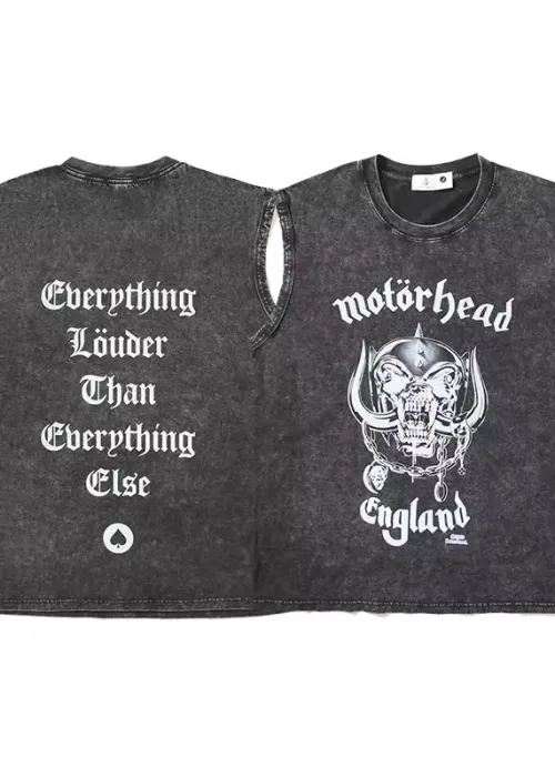 MötörHead England Baskılı Vintage Unisex Oversize Yıkamalı Atlet