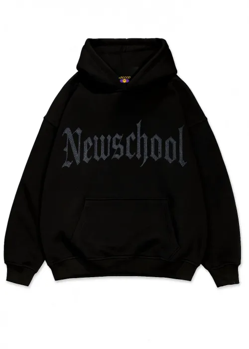 NewSchool Beyaz Taş Baskılı Oversize Unisex Kapüşonlu Sweatshirt