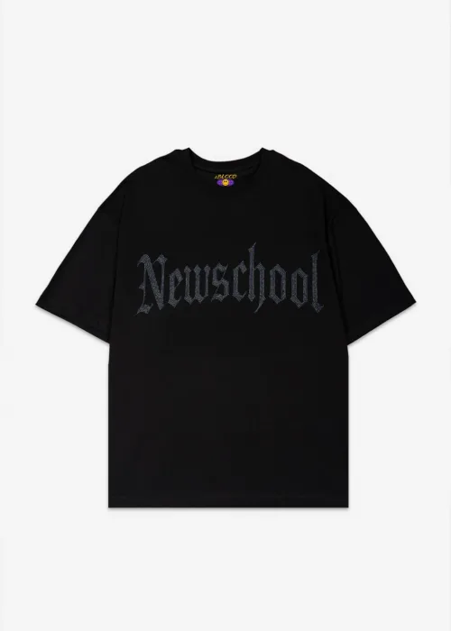 NewSchool Beyaz Taş Baskılı Oversize Unisex T-shirt