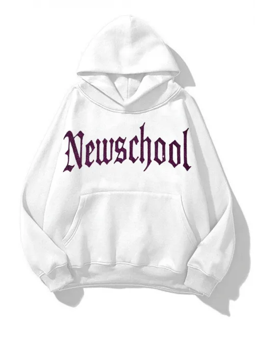 NewSchool Pembe Taş Baskılı Oversize Unisex Kapüşonlu Sweat