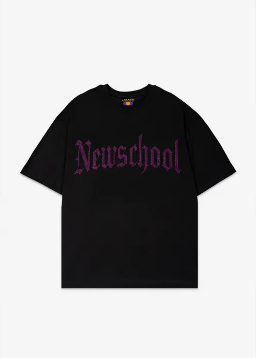 NewSchool Pembe Taş Baskılı Oversize Unisex T-shirt