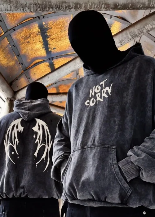 Not Sorry Yıkamalı Oversize Unisex Hoodie