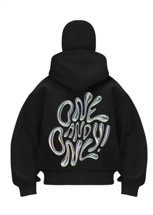One Candy Baskılı Siyah Samuray Kar Maske Sweatshirt Hırka