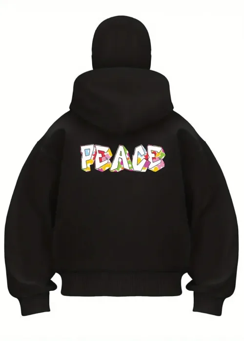 Peace Baskılı Kar Maskeli Ninja Unisex Sweatshirt Hırka
