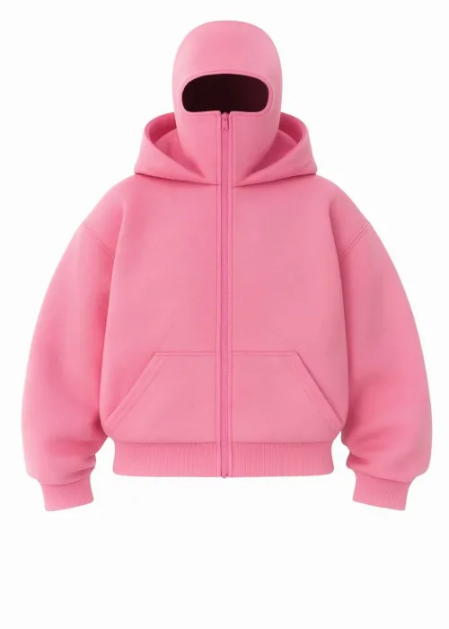 Pembe Maskeli Unisex Kapüşonlu Hırka