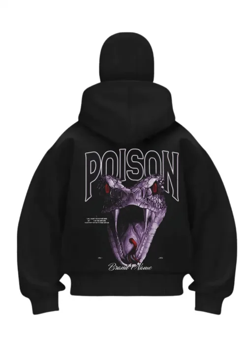 Poison Snake Baskılı Siyah Samuray Kar Maske Sweatshirt Hırka