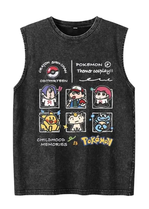 Pokemon Atlet Bisiklet Yaka Yıkamalı Vintage Unisex Oversize