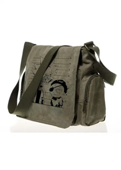 R&M Baskılı Unisex Yeşil Postacı Çantası