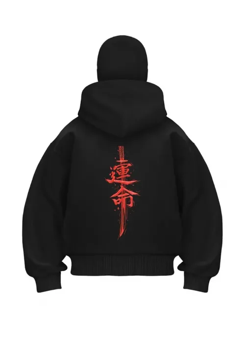 Red Katana Baskılı Kar Maskeli Ninja Unisex Sweatshirt Hırka