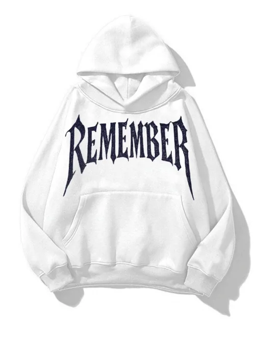 Remember Mavi Taş Baskılı Oversize Unisex Kapüşonlu Sweat