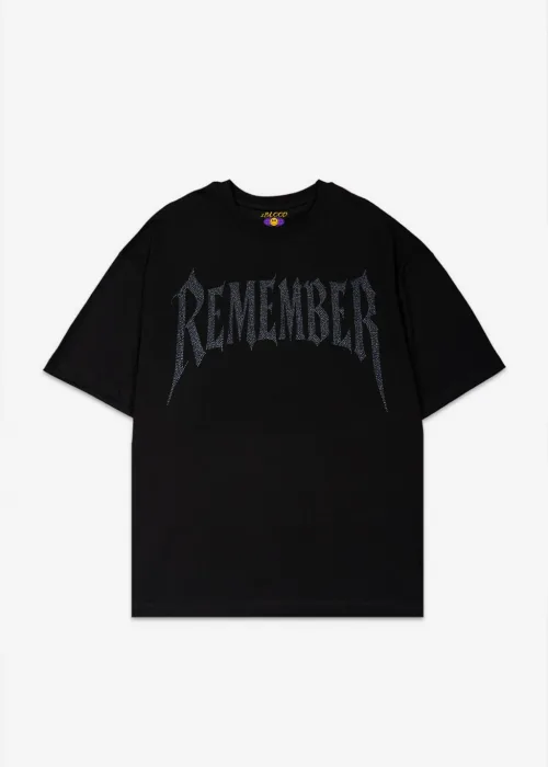 Remember Beyaz Taş Baskılı Oversize Unisex T-shirt