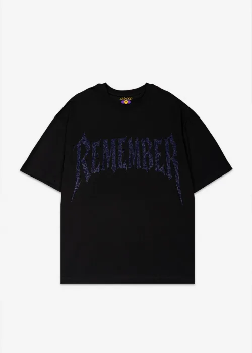 Remember Mavi Taş Baskılı Oversize Unisex T-shirt