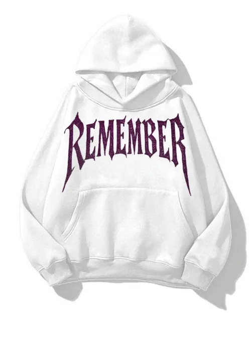 Remember Pembe Taş Baskılı Oversize Unisex Kapüşonlu Sweat