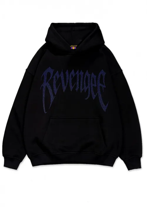 Revenge Mavi Taş Baskılı Oversize Unisex Kapüşonlu Sweatshirt