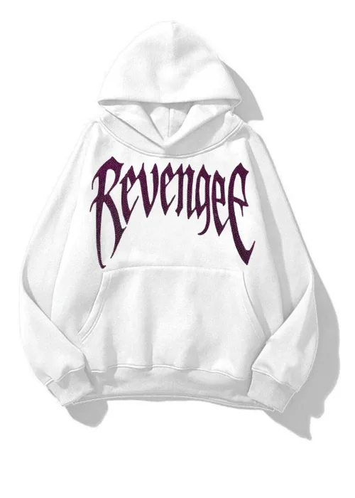 Revenge Pembe Taş Baskılı Oversize Unisex Kapüşonlu Sweat