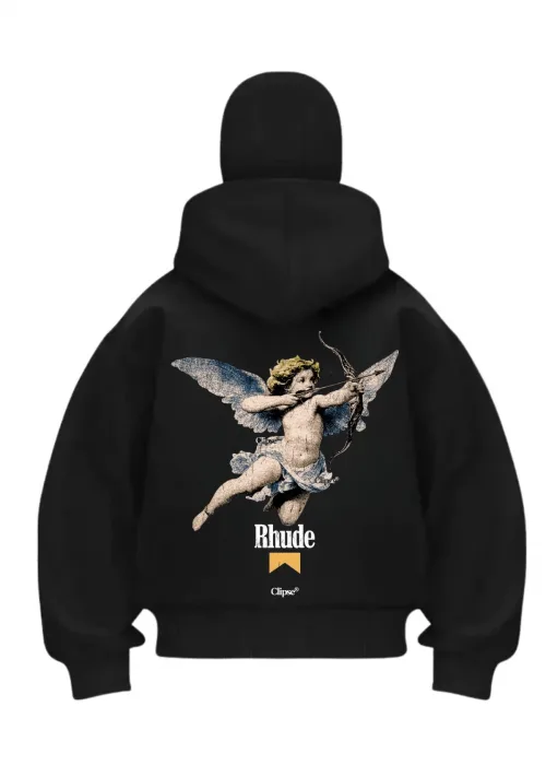Rhude Angels Baskılı Siyah Samuray Kar Maske Sweatshirt Hırka