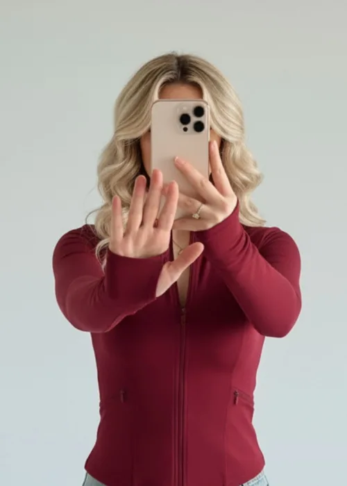 BORDO Rover Basic Slim Fit Fermuarlı Bluz