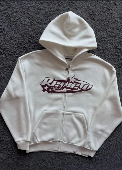 RVW Logo Baskılı Premium Full-Zip Kapüşonlu Sweatshirt