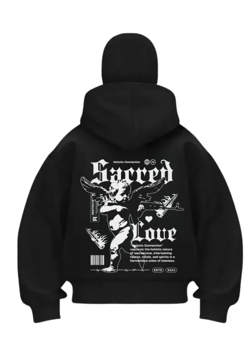 Sacred Baskılı Siyah Samuray Kar Maske Sweatshirt Hırka