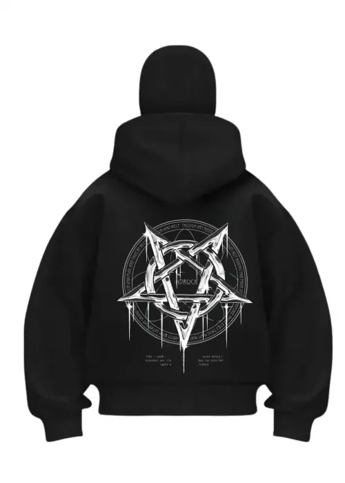 Satan Devil Baskılı Siyah Samuray Kar Maske Sweatshirt Hırka