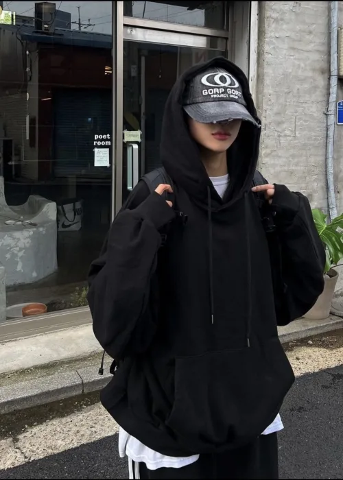 Siyah 3 İplik Oversive Sweatshirt