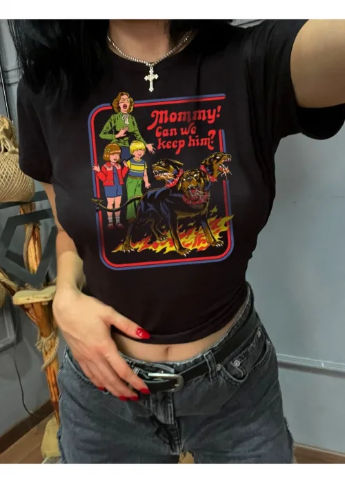 Mommy Can We Keep Him Crop Top