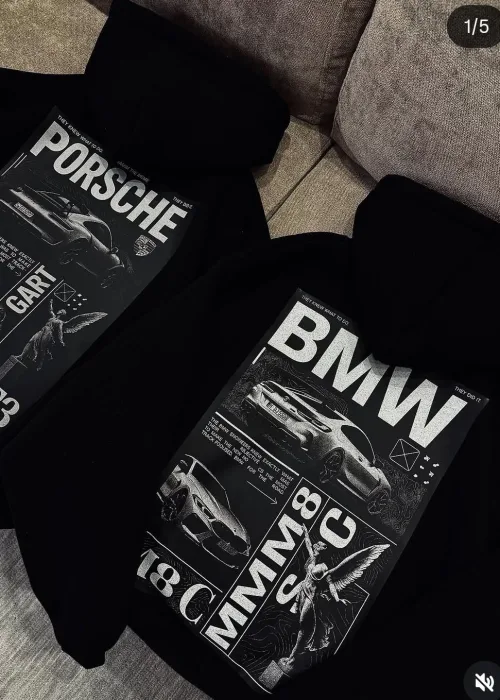 Siyah Baskılı Oversize Unisex Kapüşonlu Sweat