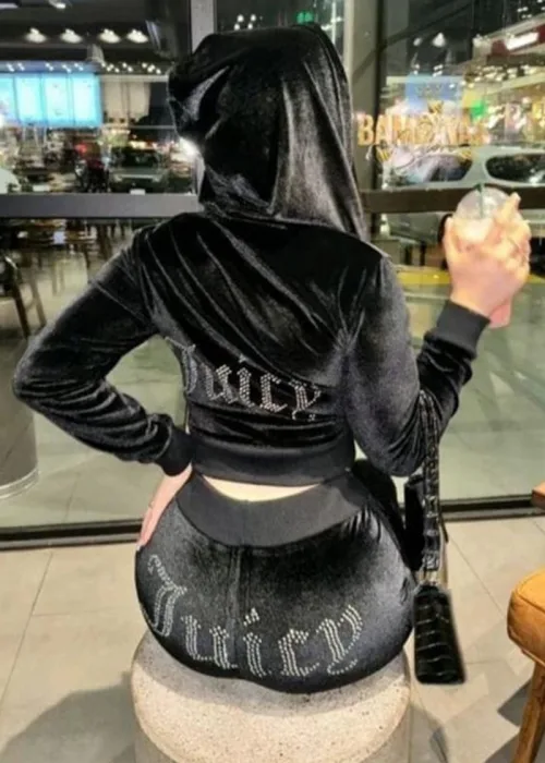 Siyah Juicy Kadife Pijama Takımı