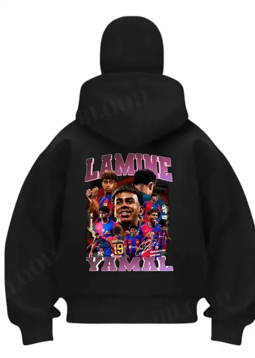 Siyah Lamine Yamal Baskılı Kar Maskeli Unisex Sweatshirt Hırka