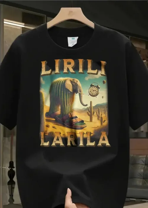 Siyah Lirili Larila Baskılı Unisex Oversize T-Shirt