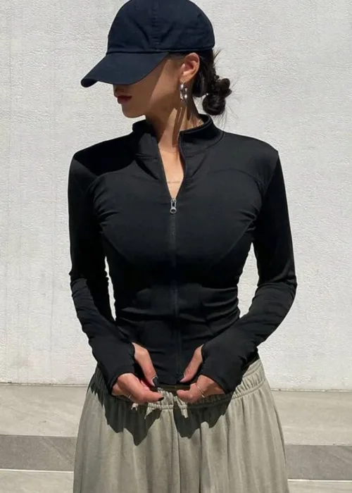 Siyah Parmaklı Street Y2K Crop Hırka