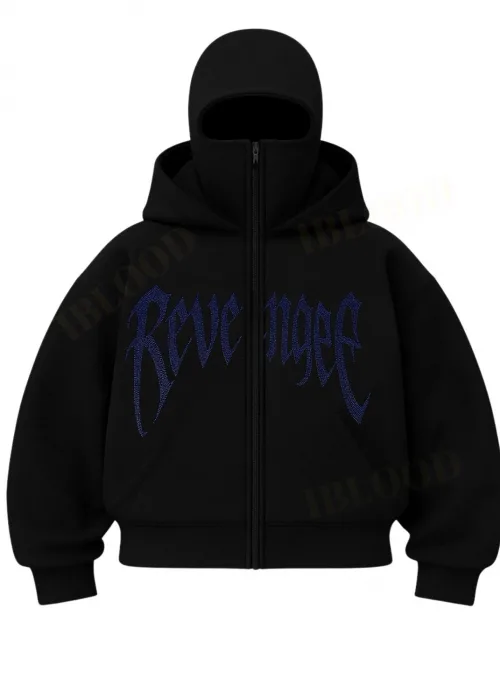 Siyah Revenge Taş Baskılı Kar Maskeli Unisex Sweatshirt Hırka
