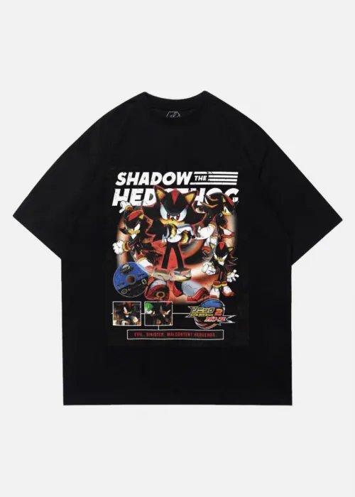 Siyah Unisex Sonic Shadow The Hedgehogs T-Shirt