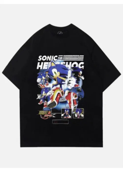 Siyah Unisex Sonic The Hedgehogs T-Shirt