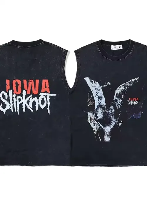 SlipKnot Baskılı Vintage Unisex Oversize Yıkamalı Atlet