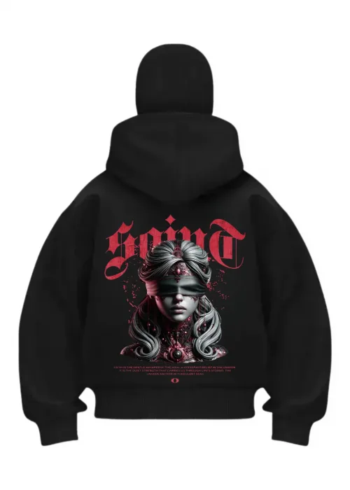 Soind Anime Baskılı Siyah Samuray Kar Maske Sweatshirt Hırka