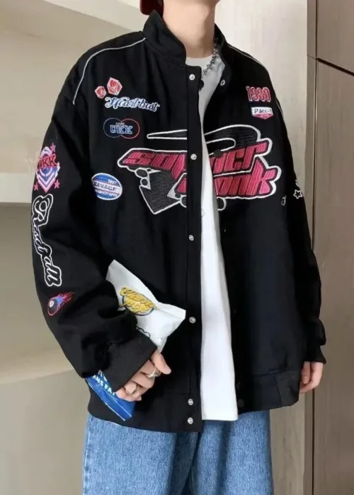 SUPER PUNK Siyah Gri Kolej Ceket