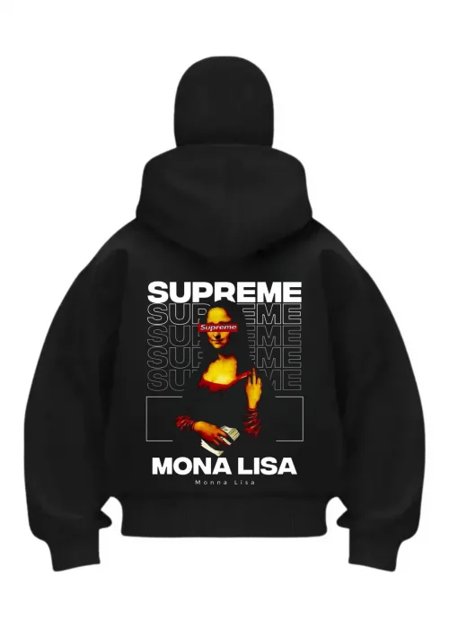 Supreme Baskılı Siyah Samuray Kar Maske Sweatshirt Hırka