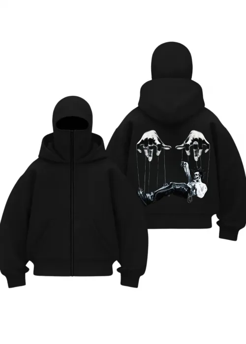 Terassis Cry Baskılı Siyah Samuray Kar Maske Sweatshirt Hırka