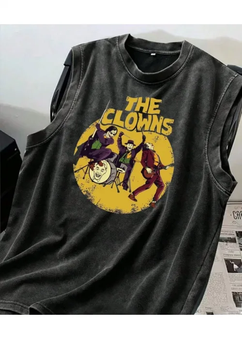 The Clowns Atlet Bisiklet Yaka Yıkamalı Vintage Unisex Oversize T-Shirt