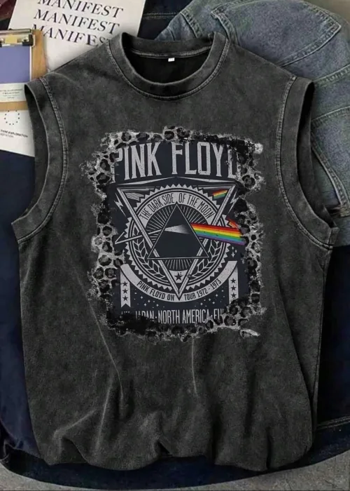 Pink Floyd Atlet Bisiklet Yaka Yıkamalı Vintage Unisex Oversize T-Shirt