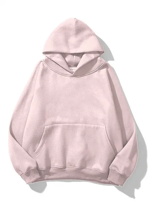 Unisex Basic Sweatshirt Hoodie Pembe