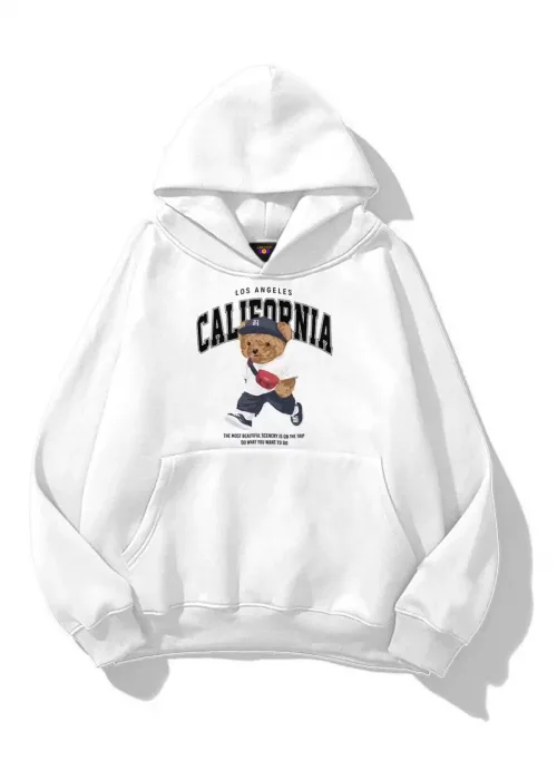 Unisex California Bear Sweatshirt Beyaz