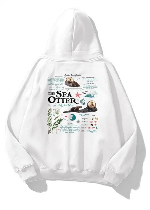 Unisex Sea Otter Sweatshirt Beyaz