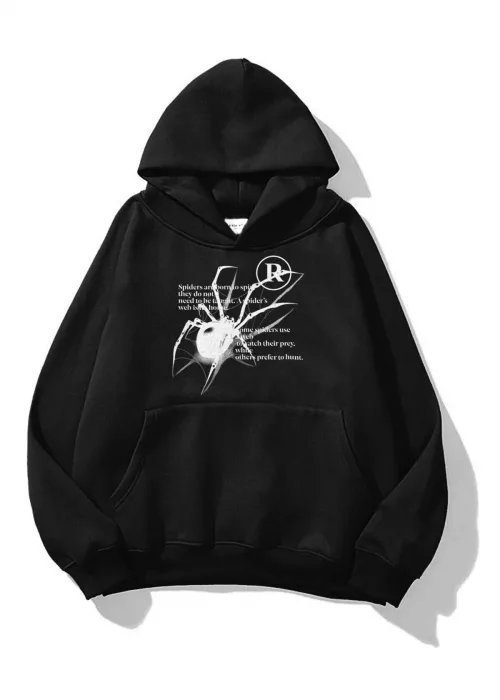 Unisex Spider R Sweatshirt Hoodie Siyah