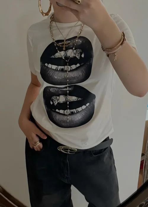 White Two Lips T-Shirt